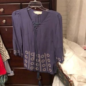 Blue 3/4 sleeve blouse